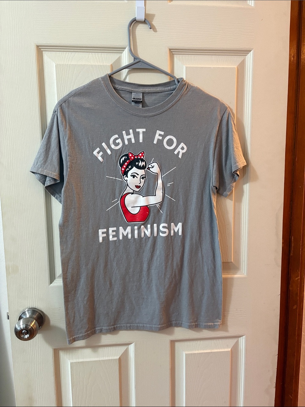 Fight For Feminism Graphic Tee - Gray & Red